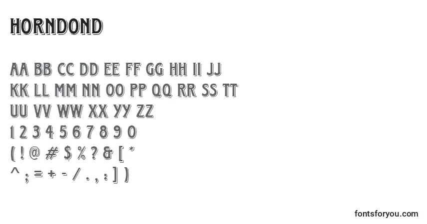 Schriftart Horndond – Alphabet, Zahlen, spezielle Symbole