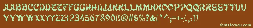 Taipancapsssk-fontti – vihreät fontit ruskealla taustalla