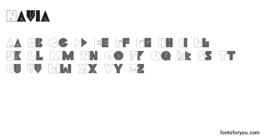 Czcionka Navia – alfabet, cyfry, specjalne znaki