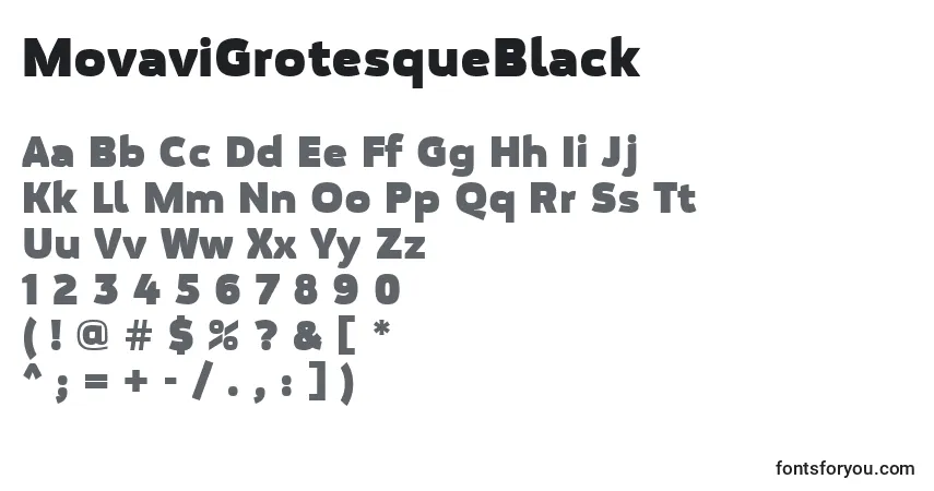 A fonte MovaviGrotesqueBlack – alfabeto, números, caracteres especiais
