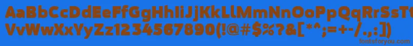 フォントMovaviGrotesqueBlack – 茶色の文字が青い背景にあります。