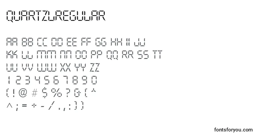 Czcionka QuartzlRegular – alfabet, cyfry, specjalne znaki