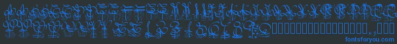 Шрифт Pwchristmasgifts – синие шрифты на чёрном фоне