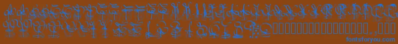 Шрифт Pwchristmasgifts – синие шрифты на коричневом фоне
