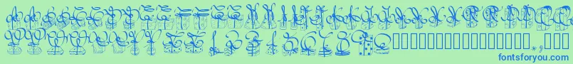 Pwchristmasgifts-Schriftart – Blaue Schriften auf grünem Hintergrund