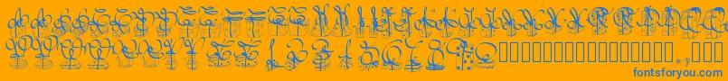 フォントPwchristmasgifts – オレンジの背景に青い文字