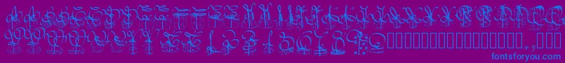 Czcionka Pwchristmasgifts – niebieskie czcionki na fioletowym tle