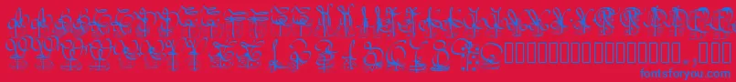 Шрифт Pwchristmasgifts – синие шрифты на красном фоне