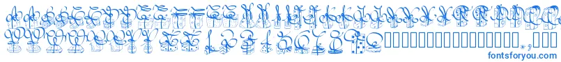 Шрифт Pwchristmasgifts – синие шрифты на белом фоне