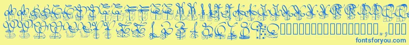 Pwchristmasgifts-Schriftart – Blaue Schriften auf gelbem Hintergrund