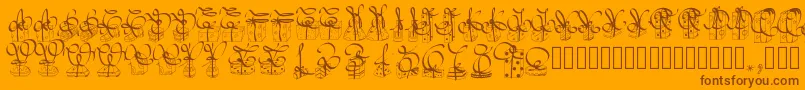 Czcionka Pwchristmasgifts – brązowe czcionki na pomarańczowym tle