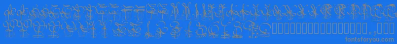 フォントPwchristmasgifts – 青い背景に灰色の文字