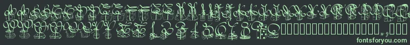 Pwchristmasgifts-fontti – vihreät fontit mustalla taustalla