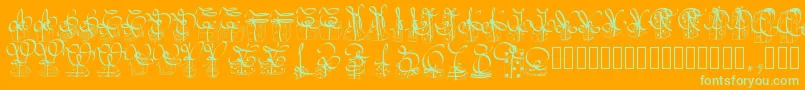 Pwchristmasgifts-Schriftart – Grüne Schriften auf orangefarbenem Hintergrund