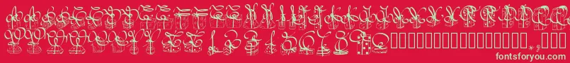 フォントPwchristmasgifts – 赤い背景に緑の文字