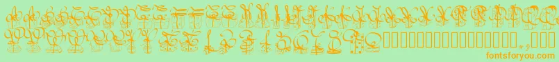 Pwchristmasgifts-Schriftart – Orangefarbene Schriften auf grünem Hintergrund