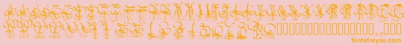 Pwchristmasgifts-Schriftart – Orangefarbene Schriften auf rosa Hintergrund
