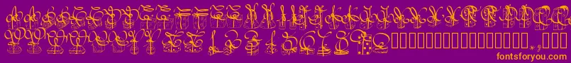 フォントPwchristmasgifts – 紫色の背景にオレンジのフォント