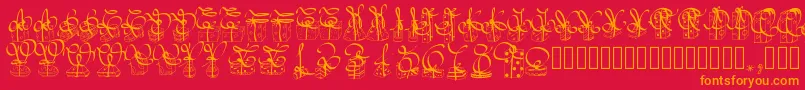 フォントPwchristmasgifts – 赤い背景にオレンジの文字