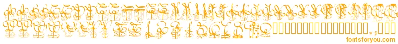 Pwchristmasgifts-Schriftart – Orangefarbene Schriften auf weißem Hintergrund