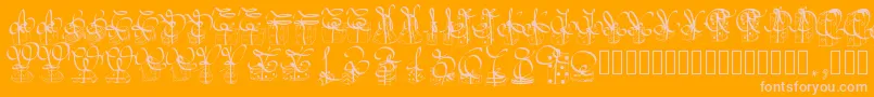 Pwchristmasgifts-Schriftart – Rosa Schriften auf orangefarbenem Hintergrund