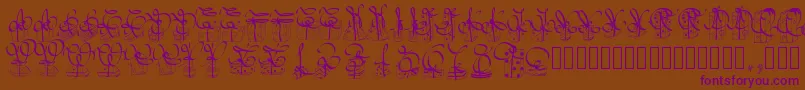 Czcionka Pwchristmasgifts – fioletowe czcionki na brązowym tle