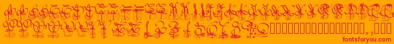 Czcionka Pwchristmasgifts – czerwone czcionki na pomarańczowym tle