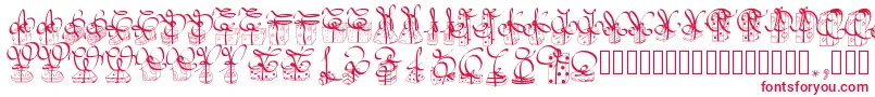 フォントPwchristmasgifts – 白い背景に赤い文字