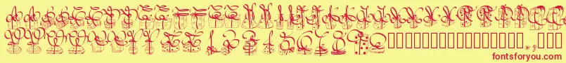 フォントPwchristmasgifts – 赤い文字の黄色い背景