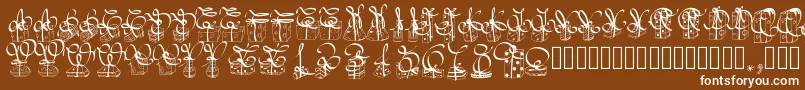 Pwchristmasgifts-Schriftart – Weiße Schriften auf braunem Hintergrund