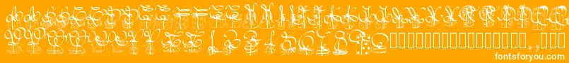 Czcionka Pwchristmasgifts – białe czcionki na pomarańczowym tle