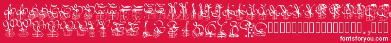 Pwchristmasgifts-fontti – valkoiset fontit punaisella taustalla