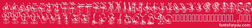 Pwchristmasgifts-Schriftart – Weiße Schriften auf rotem Hintergrund