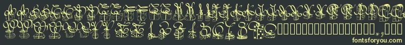フォントPwchristmasgifts – 黒い背景に黄色の文字