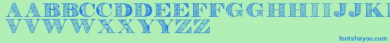 Fonte Digizenpersonaluse – fontes azuis em um fundo verde