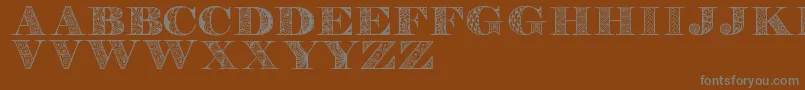 Digizenpersonaluse-fontti – harmaat kirjasimet ruskealla taustalla