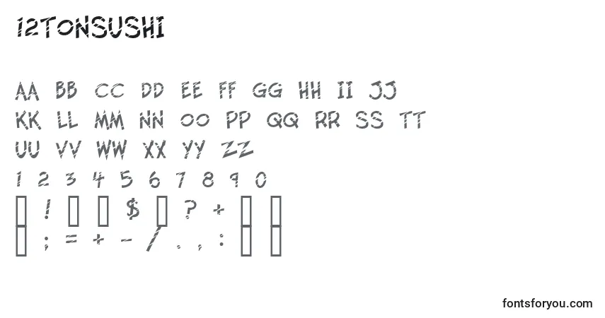 Czcionka 12tonsushi – alfabet, cyfry, specjalne znaki