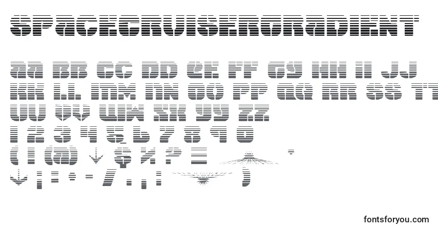 Fuente SpaceCruiserGradient - alfabeto, números, caracteres especiales