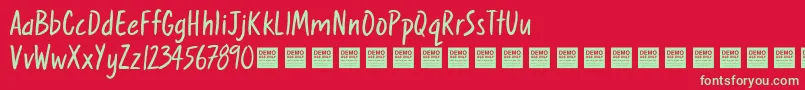 SweetNothingsDemo Font – Green Fonts on Red Background