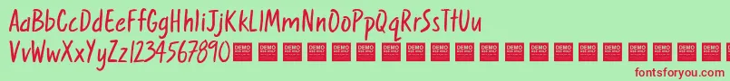 SweetNothingsDemo Font – Red Fonts on Green Background