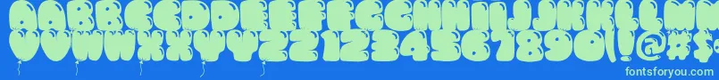 Bumbazo-Schriftart – Grüne Schriften auf blauem Hintergrund