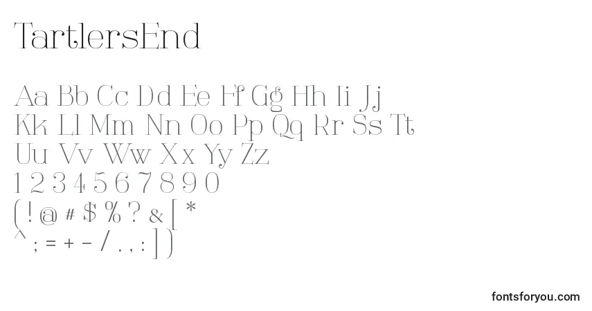 Шрифт TartlersEnd – алфавит, цифры, специальные символы