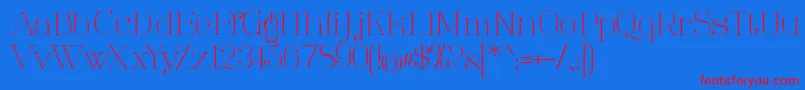 TartlersEnd-Schriftart – Rote Schriften auf blauem Hintergrund