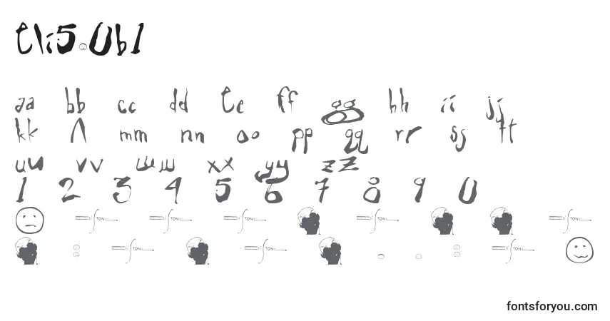 A fonte Eli5.0b1 – alfabeto, números, caracteres especiais
