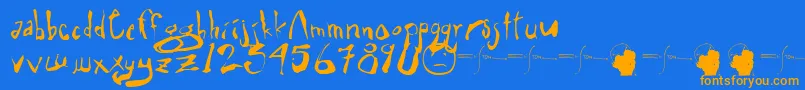 フォントEli5.0b1 – オレンジ色の文字が青い背景にあります。