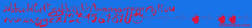 Eli5.0b1-Schriftart – Rote Schriften auf blauem Hintergrund