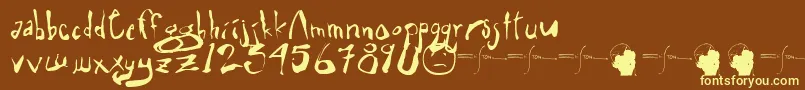 Eli5.0b1-fontti – keltaiset fontit ruskealla taustalla