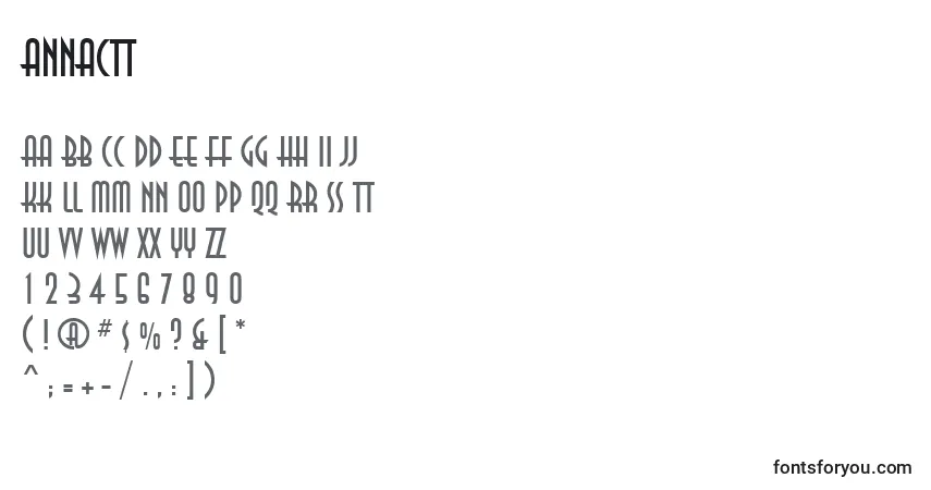 Czcionka Annactt – alfabet, cyfry, specjalne znaki