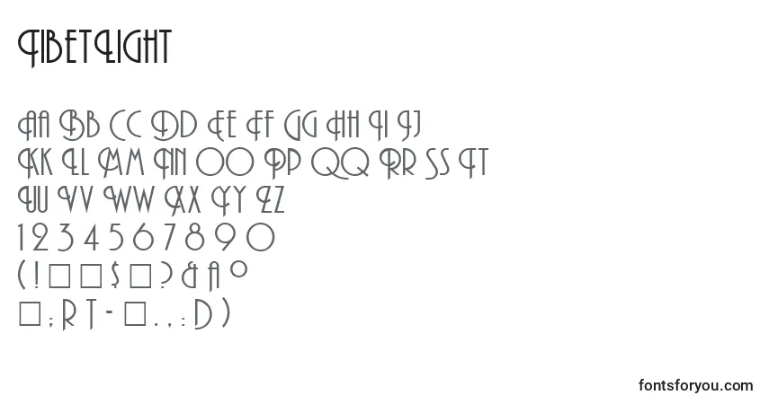 Czcionka TibetLight – alfabet, cyfry, specjalne znaki