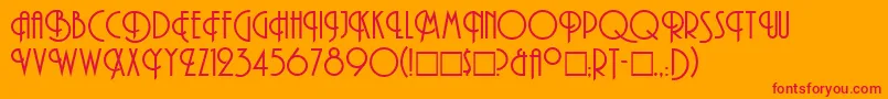 フォントTibetLight – オレンジの背景に赤い文字